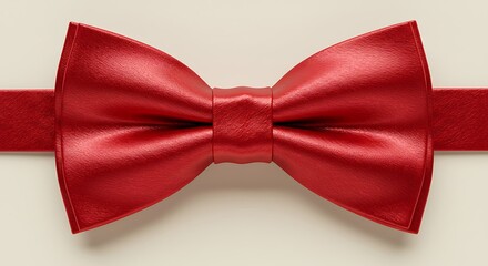 Elegant red bow tie on neutral backdrop perfect for festive design element