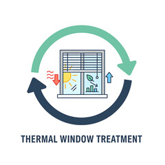 Vector 2D flat icon of blinds blocking sun, thermal window treatment