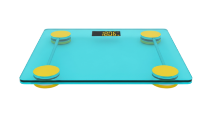 Isolated smart bathroom digital floor scale showing measurement, health and weight management