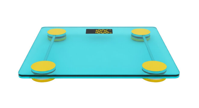 Isolated smart bathroom digital floor scale showing measurement, health and weight management