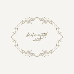 Gold line leaf wreath frame vectors. Foliage design for wedding, card, invitation, greeting.