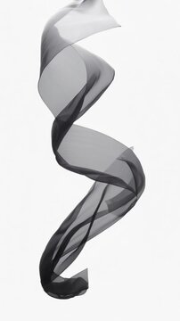 Elegant black Fabric Flowing on white Background for Fashion and Design Projects