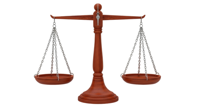Isolated Scales of Justice, vintage balance scale symbol of law and fairness, impartiality