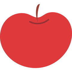 Simple Red Apple Illustration With Transparent Background Isolated And Flat Design