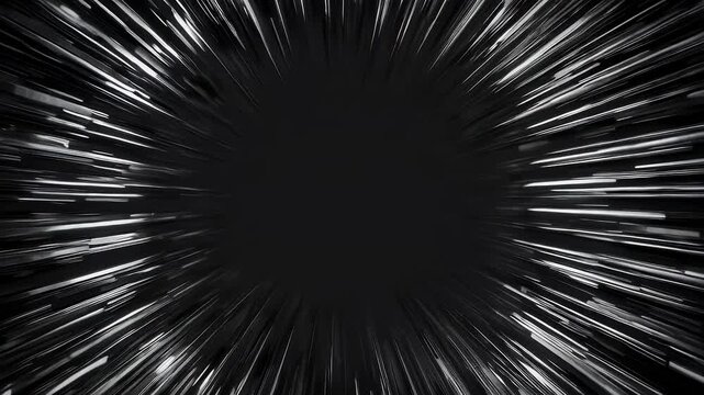 Radial streaks of light against a deep, centered black void