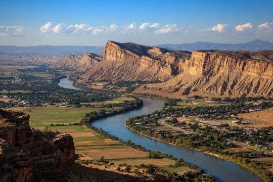 Fruita Colorado: Stunning Mountain Overlook with City Horizon and Colorado River Valley