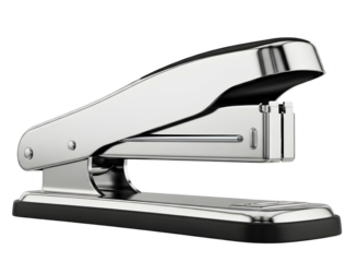 Silver metal stapler office supply isolated on transparent background