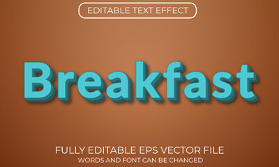 Breakfast editable text effect