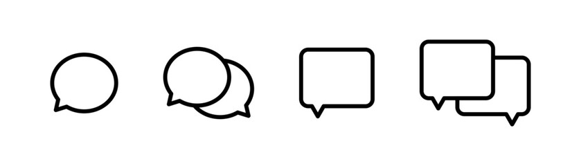 Speech bubble icons, Chat and message bubble icons in outline and rectangular styles, Vector illustration.