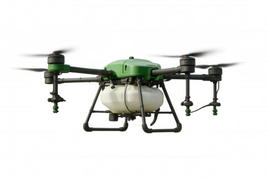 Agricultural drone technology spraying crops. Smart farming uav applying liquid over fields, precision agriculture concept