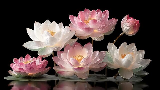 Lotus flowers blooming quietly on the water surface