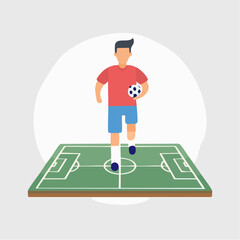 Fototapeta premium Soccer player with ball on the green field.