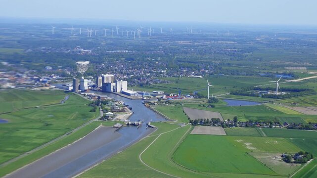 Aerial view of inland port area northern Germany.