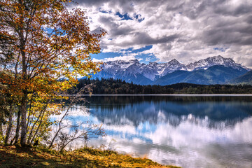 Alps, Mountain lake, Mountains, Lake, Wagenbrüchsee, Barmsee, Geroldsee, Germany, Krün, Bavaria