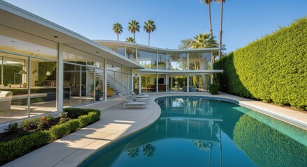 Beautifully crafted modern house design with pool, exterior visualization