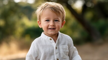 Joyful child playing outdoors nature setting portrait photography bright environment close-up view capturing childhood wonder