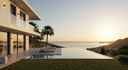 Beautifully crafted modern house design with pool, exterior visualization