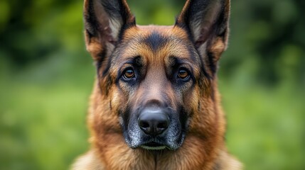Fototapeta premium Close-up portrait of a majestic German Shepherd dog with a focused gaze