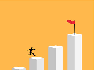 People jump step by step to their target