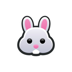 Isolated flat 3d Rabbit icon for game, interface, sticker, app. The sign in a cartoon style for match 3, arcade, rpg. The Animal sprite for craft element in hyper casual mobile game.