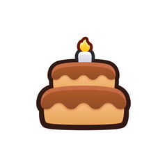 Isolated flat 3d Cake icon for game, interface, sticker, app. The sign in a cartoon style for match 3, arcade, rpg. The Dessert sprite for craft element in hyper casual mobile game.