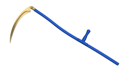 Isolated Scythe for harvesting crops and reaping souls, fictional weapon or tool for Halloween