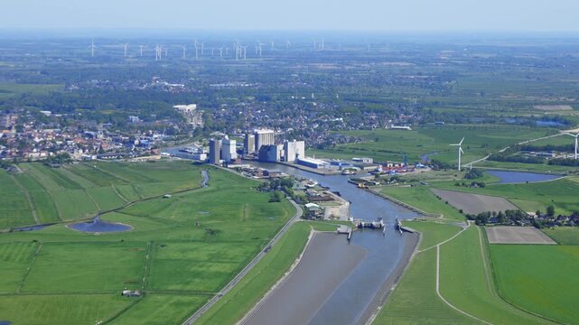 Aerial view of inland port area northern Germany.