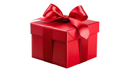 Obraz premium Christmas Red Gift Package with Satin Ribbon, Transparent Background PNG