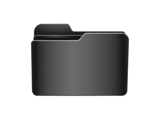 Black folder icon isolated on transparent background