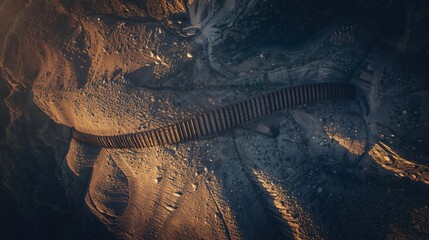Winding Bridge Over Desert Terrain – Aerial Infrastructure, Remote Landscape, Engineering Pathway