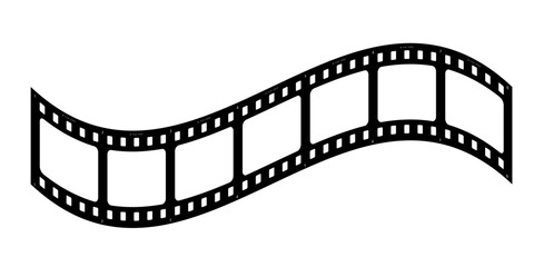 Black wavy film strip vector graphic with gentle movement, perfect for symbolizing creative video editing, cinematic flow, and media entertainment concepts.