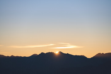 Sunrise Over Mountain Ridge from Isthmus Peak, Wanaka, New Zealand