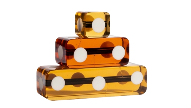 Abstract composition with translucent amber cubes against a stark black background