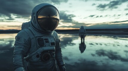 astronaut reflection of helmet