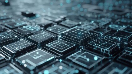 Abstract 3D rendering of interconnected digital cubes