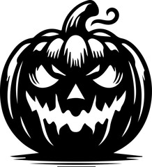 Halloween Pumpkin Face Icon – Scary Jack O’Lantern Silhouette Vector