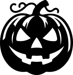 Halloween Pumpkin Face Icon – Scary Jack O’Lantern Silhouette Vector