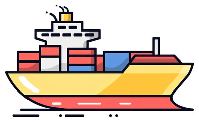 Obraz premium PNG Colorful cargo ship illustration