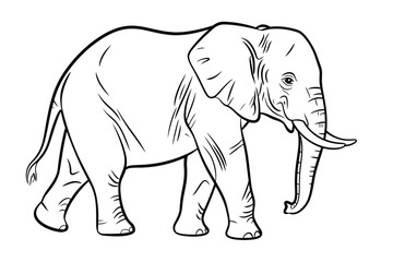 Obraz premium Scalable vector line drawing illustration of an african elephant in eps format for design silhouette
