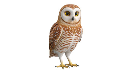 Isolated Burrowing Owl standing erect, a small, long-legged owl found throughout open landscapes