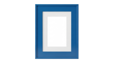 Isolated blank blue picture frame mockup for photography or artwork, contemporary style