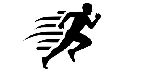Obraz premium Bold Line Track Field Runner Silhouette Flat Vector Motion Graphic