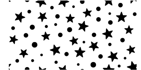 Fototapeta premium Seamless Thick Solid Stars and Dots Irregular Vector Pattern Texture