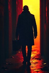 Shadowy Figure, Locked Briefcase A Clandestine Transaction in a Dark Alley Hints at Untold Riches or Devastating Secrets, Suspense and Mystery Abound