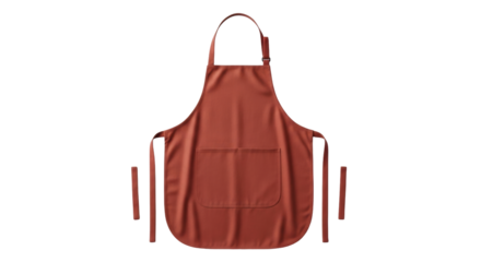 Isolated Kitchen Apron Front View, Brown Bib Style for Cooking and Crafting Projects
