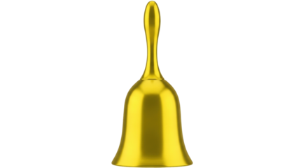 Isolated gold school bell for holiday season, christmas theme with shiny metal finish