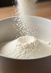 Flour power in a ceramic bowl creates a captivating cascade of culinary artistry for baking