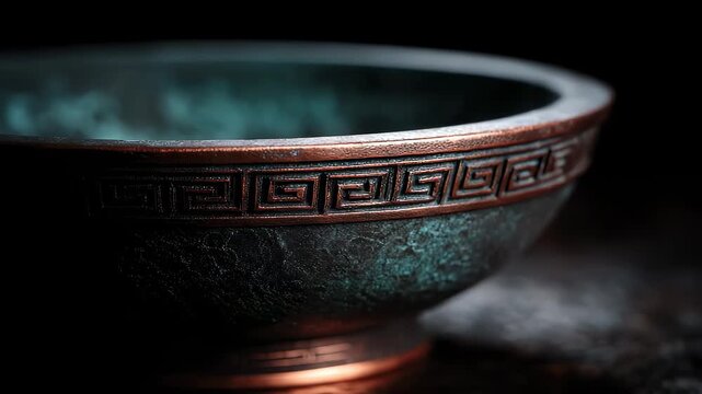 Close-up of Vintage Bronze Ware Texture and Historical Accumulation