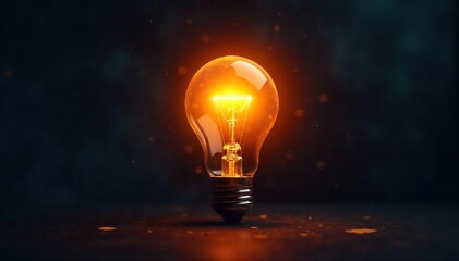 Bright Lightbulb Glowing Intensely on Dark Background  Innovative Energy and Creative Inspiration