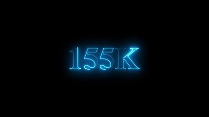 Thank you 155k followers. realistic neon sign animation. Confetti celebrate party effects, social media milestone motion graphics animation. 4k - Powered by Adobe